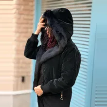 کاپشن زنانه مدل کلاه دار خز فری سایز 36 تا 44