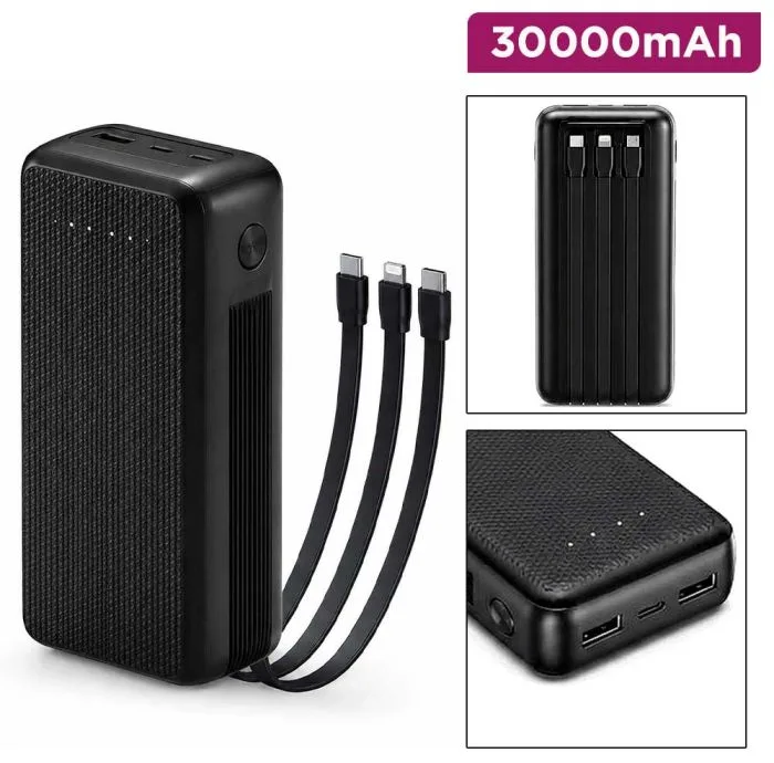 پاوربانک خورشیدی بی سیم 22.5وات وی لاو مدل V28 ظرفیت 30000میلی آمپر ساعت به هراه سه عدد کابل usb-c / لایتنینگ /MicroUSB