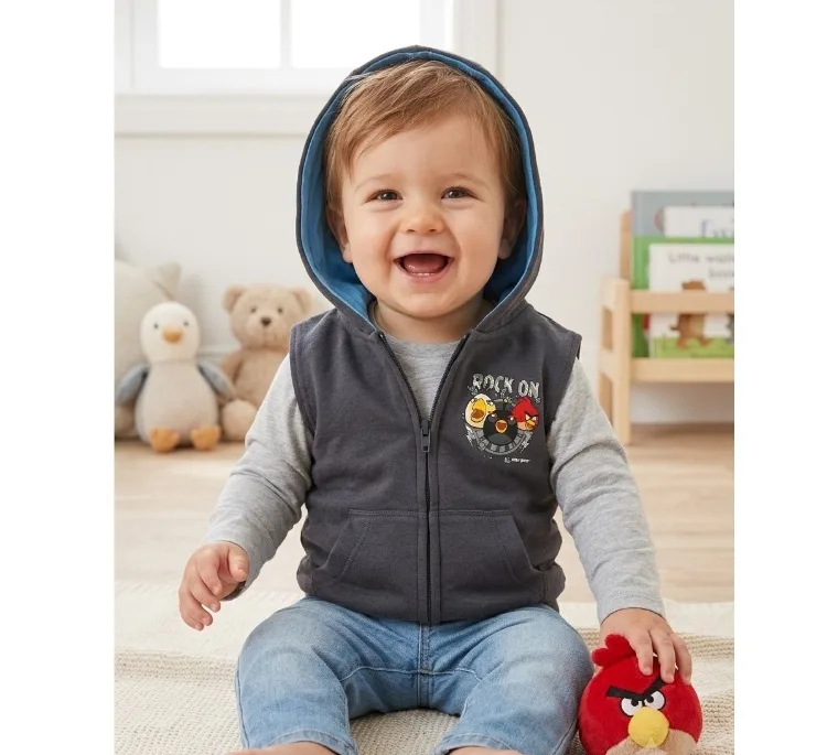 پافر کلاه دار پسرانه مدل Angry birds کد 6543