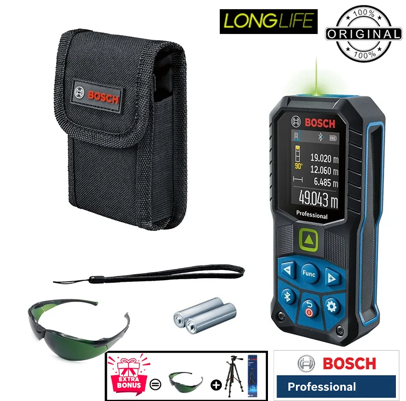 متر لیزری بوش مدل لیزر سبز GLM 50-27 CG / ISO NORM 16331-1 + BT150 + Green Glass Laser برد 50 متر