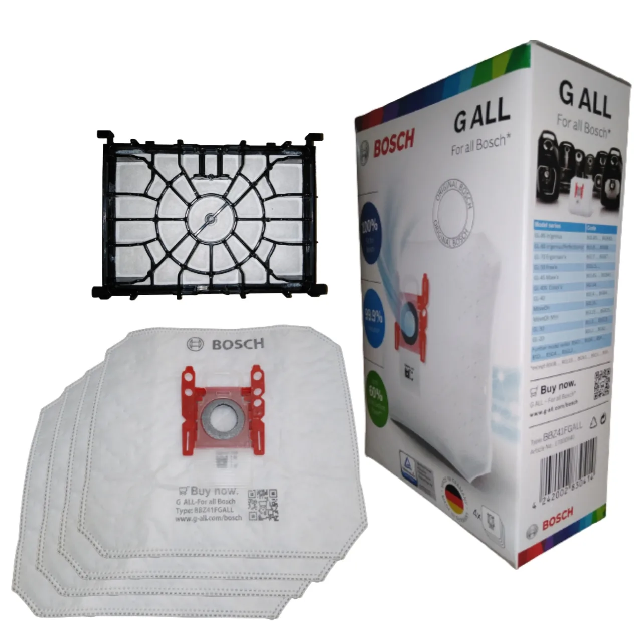 پاکت جاروبرقی مدل GALL مناسب برای جارو برقی های بوش و زیمنس بسته 4 عددی به همراه فیلتر موتور جارو برقی