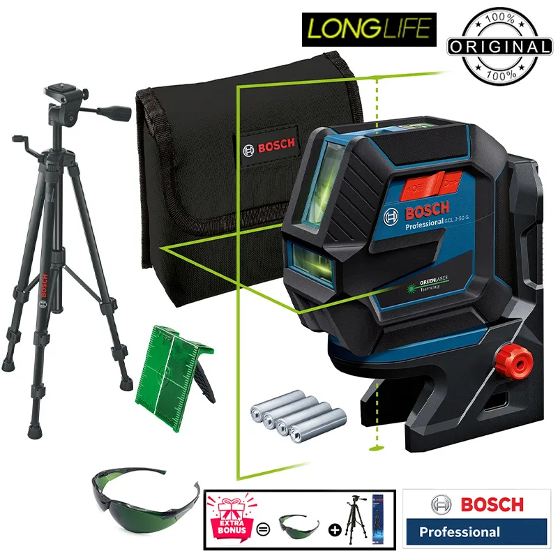 تراز لیزری بوش مدل فوق هوشمند GCL 2-50 G BOX + RM10 + BT150