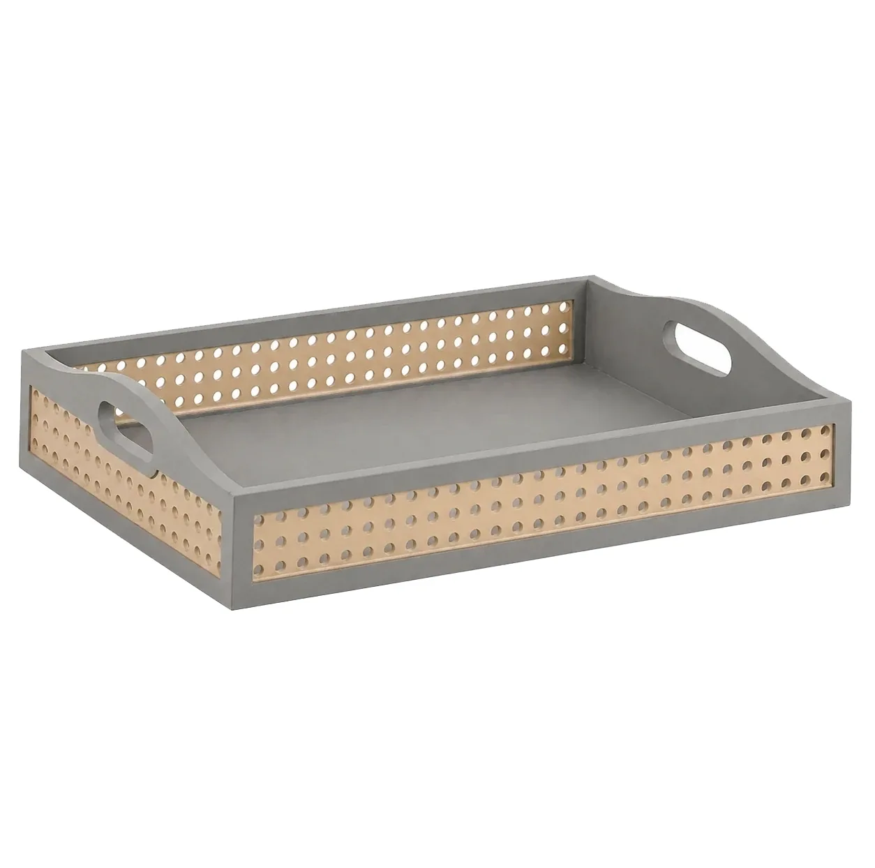سینی دسته دار طرح حصیری کد G247 سایز 22*33 سانتی متر