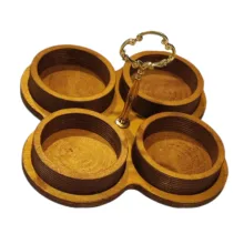 اردورخوری چوبی خونه خاص مدل طرح گرد، ابعاد کلی 21×21 سانتی‌متر، دسته‌دار، شست‌وشو با دست