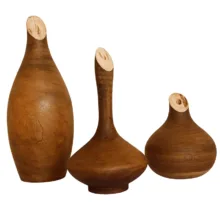 گلدان چوبی مدل سالونگ مجموعه 3 عددی