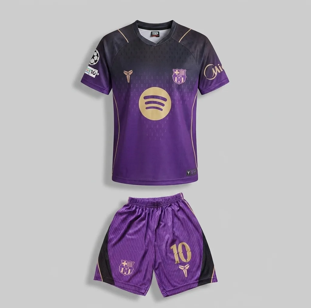 ست تی شرت و شلوارک ورزشی پسرانه بارسلونا مدل یامال Away 2027
