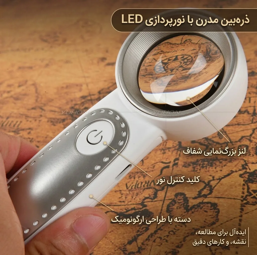 ذره بین مدل RJS3735 با بزرگنمایی ۳۵ برابری و نور کمکی LED سفید