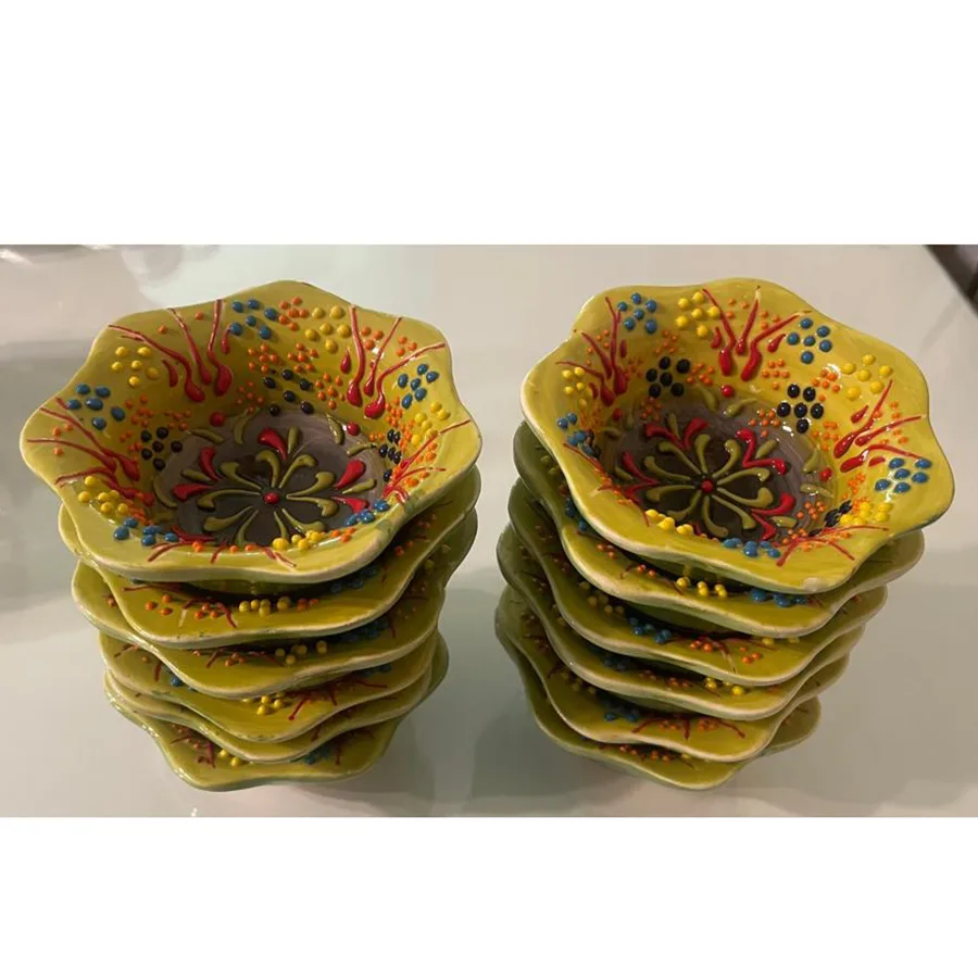 کاسه سرامیکی طرح نقش برجسته مدل میناکاری لب دالبری کد 5031 بسته 9 عددی