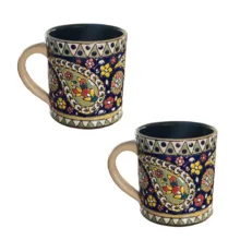 لیوان سفالی مدل میناکاری کد os بسته ۲ عددی