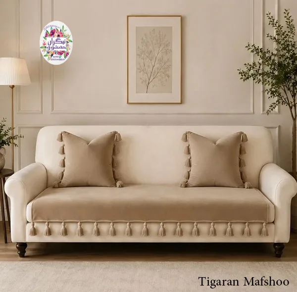 کوسن تیگران مفشوو مدل BIGMNL سایز 38×38 سانتی متر مجموعه 2 عددی به همراه شال مبل