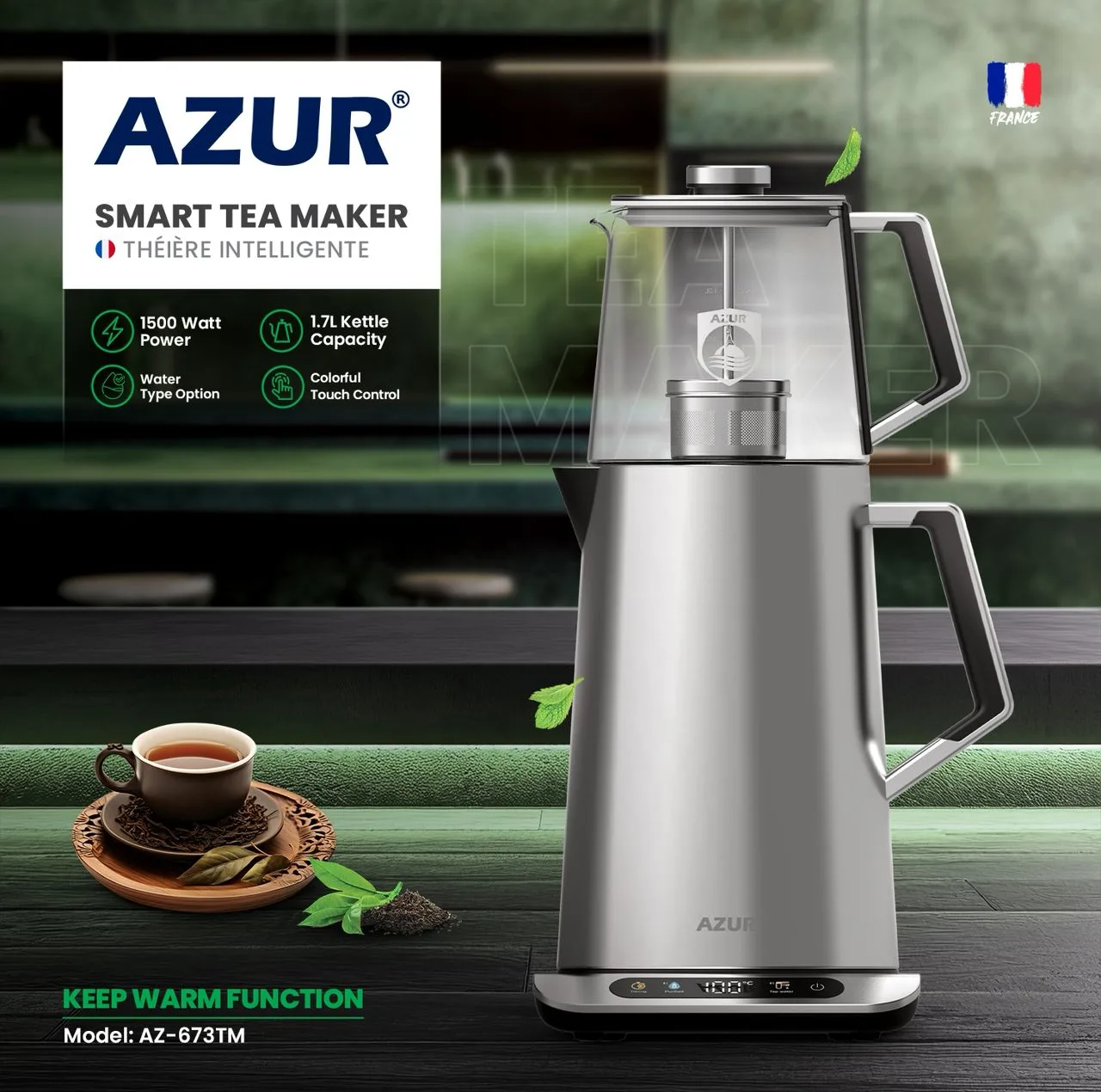 چای ساز روی هم آزور مدل AZ-673TM
