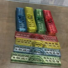 خط‌کش ۲۰ سانتی‌متری مدل نقاله دار ژله ای شابلون دار بسته 48 عددی