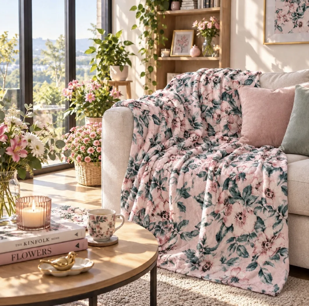 پتو مسافرتی 1 نفره مدل رز درشت سایز 160×220 سانتیمتر