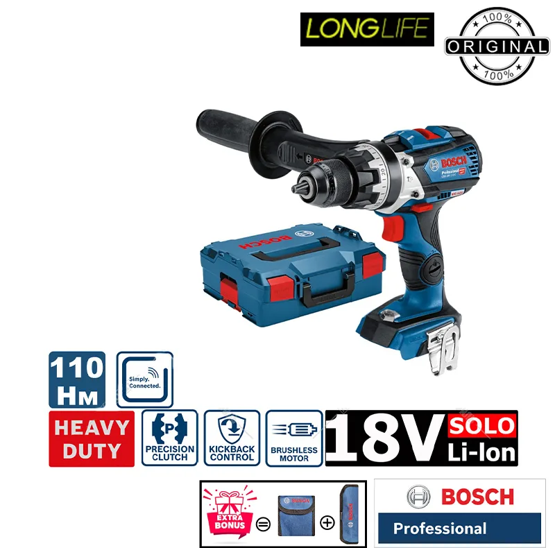 دریل پیچ گوشتی شارژی چکشی 18 ولت بوش مدل ( GSB 18V-110 C Brushless ( Without battery and charger