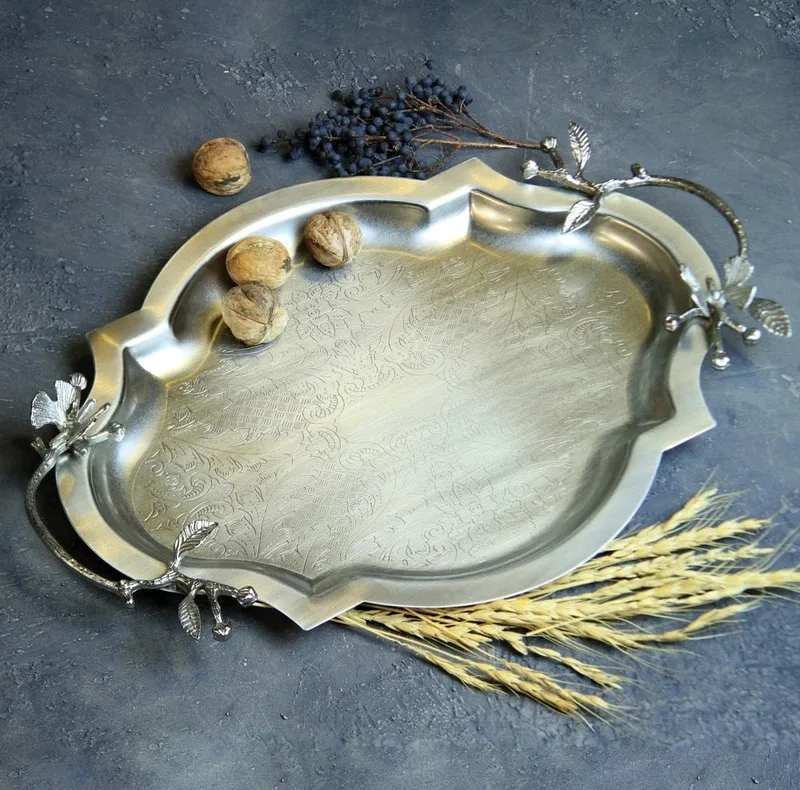 سینی دسته دار سالی نو مدل پروانه کد 608485 مجموعه دو عددی