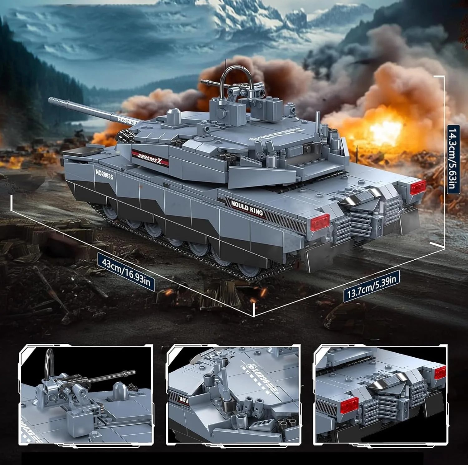 ساختنی 1192 تکه مولد کینگ مدل 20036 تانک ABRAMS-X