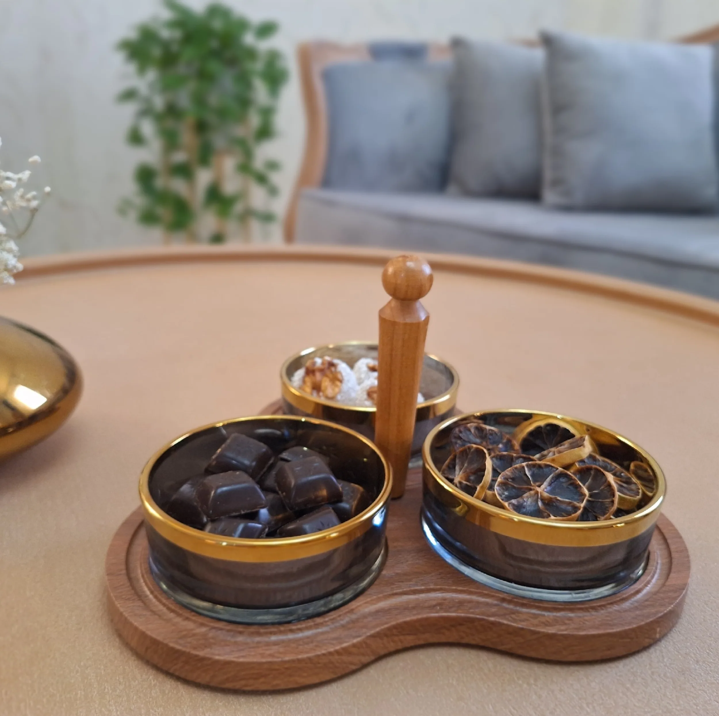 اردوخوری کریستال سهپیاله مدل W1320 با پوشش نانو، زیره و دسته چوبی مقاوم در برابر خط و خش، قابلیت استفاده با یا بدون دسته، طراحی مدرن و مناسب سرو تنقلات و هدیه