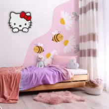 چراغ خواب دیواری اتاق کودک سان لیزر طرح هلو کیتی Hello Kitty مدل ریموت دار