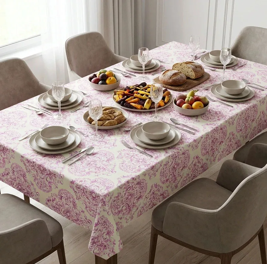 سفره ۶ نفره مدل TCA091514 طرح گلدار سایز ۱۵۰×۱۰۰ سانتیمتر