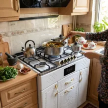 اجاق گاز 5 شعله هاکان مدل اجاق گاز چهار درب صفحه استیل اپکسی کوهان دار با ترموکوپل