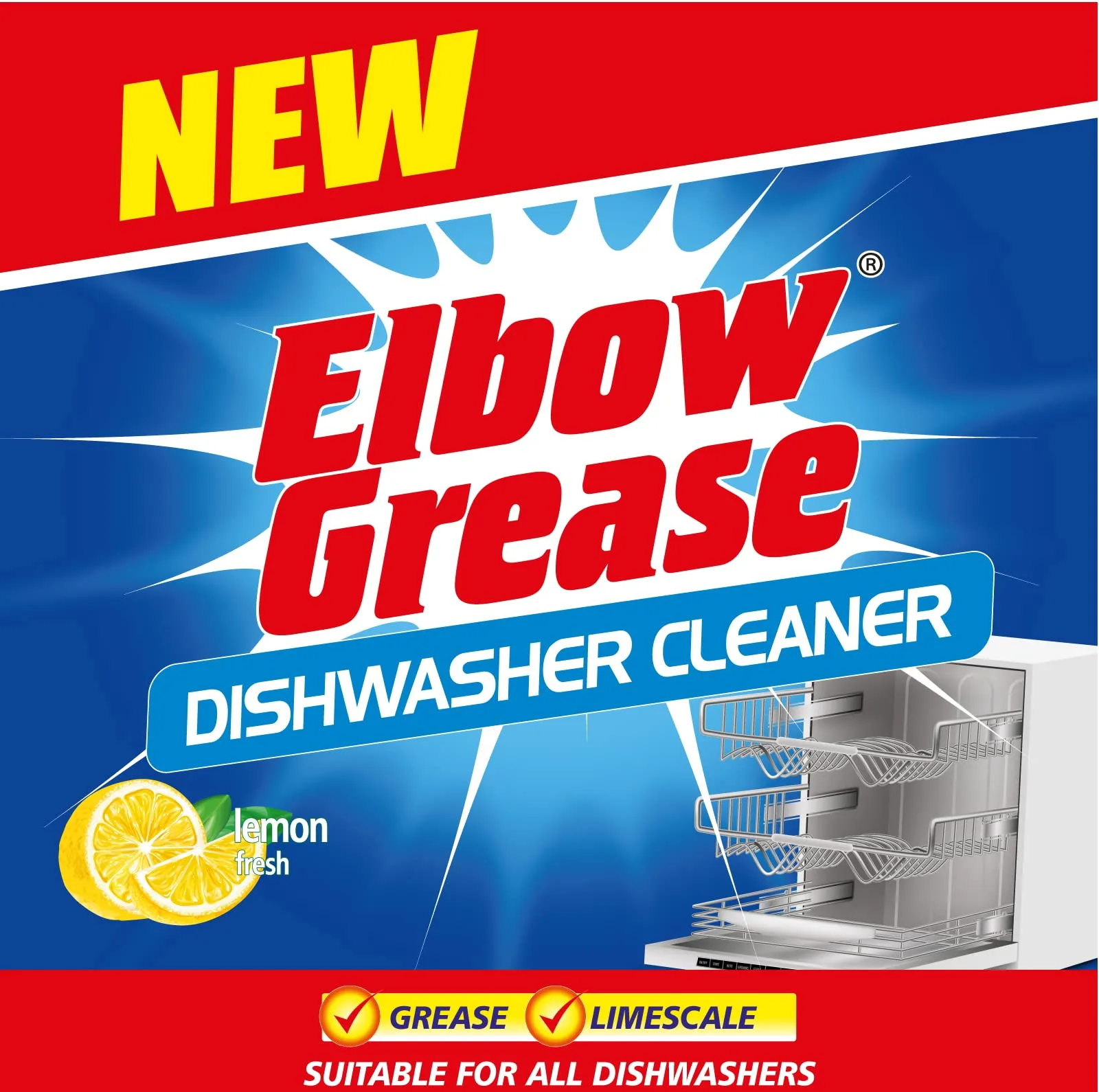 جرمگیر ماشین ظرفشویی البو گریس Elbow greaseمدل dishwasher cleaner با رایحه لیمو حجم 250 میلی لیتر