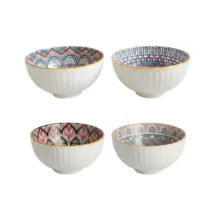 پیاله چینی بوهمیا مدل رنگارنگ بسته 4 عددی