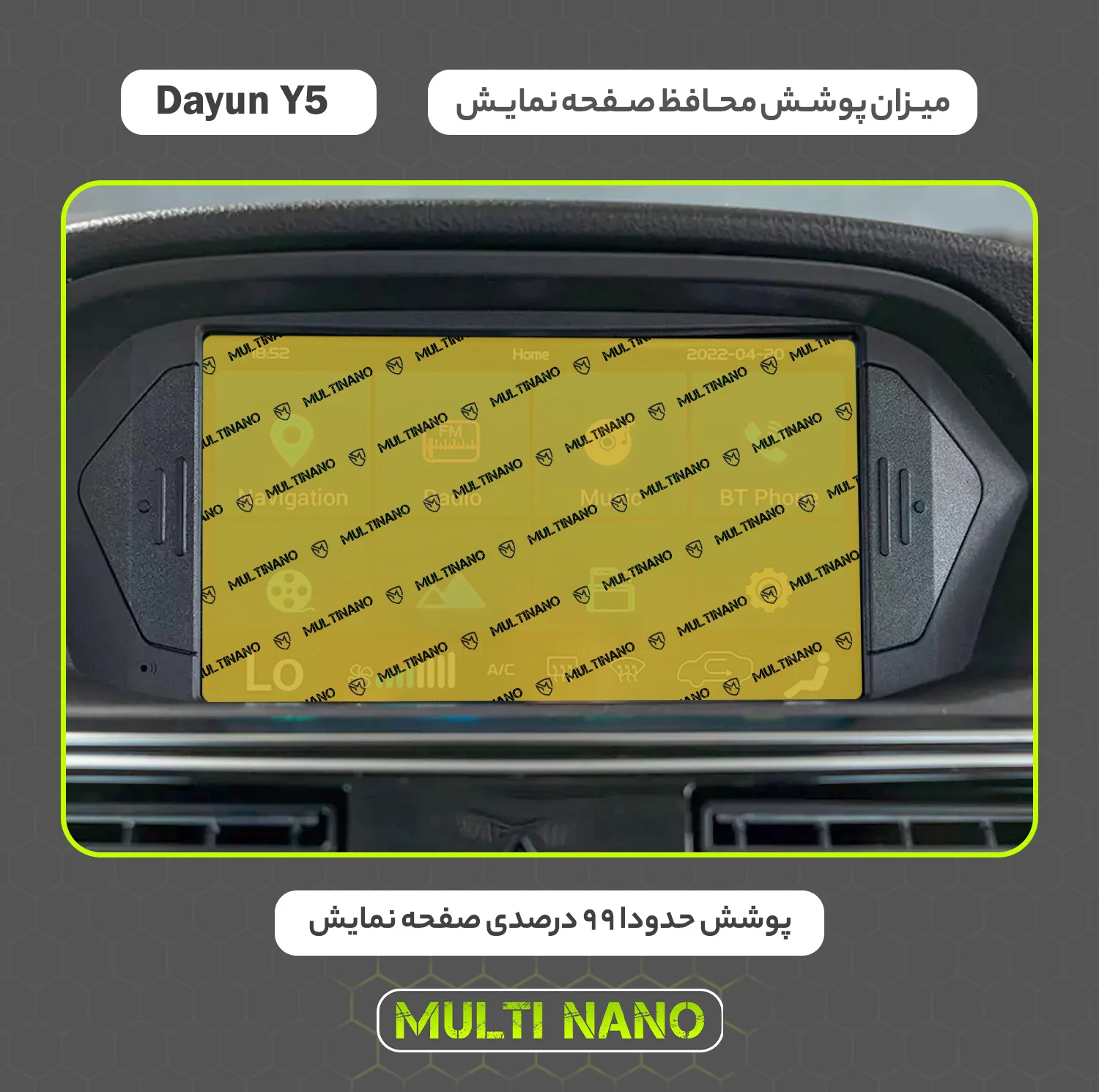 محافظ صفحه نمایش خودرو مولتی نانو مدل X-S2N مناسب برای ایلیا Dayun Y5 بسته دو عددی