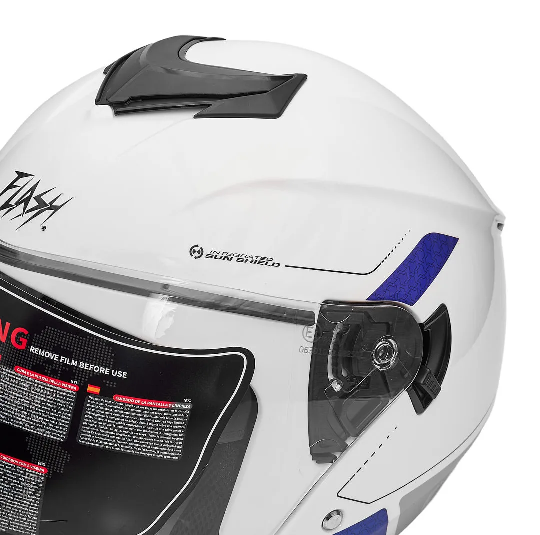 کلاه کاسکت بدون فک فلش مدل 852 glossy blue-white
