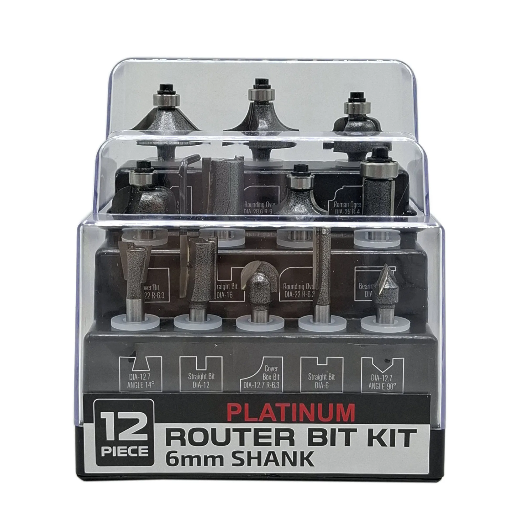 تیغ اوور فرز صنعتی پلاتینیوم مدل YP-SHEFT6MM مجموعه 12 عددی