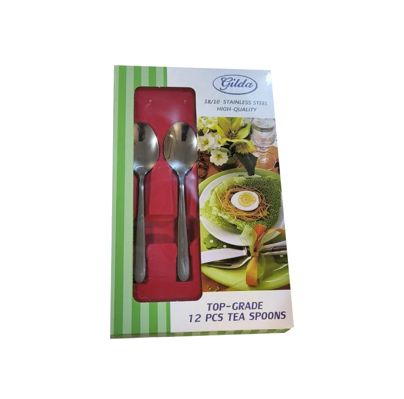 قاشق چای خوری گیلدا مدل دونا براق مجموعه 12 عددی
