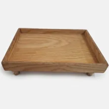 سینی بدون دسته مدل دالیا 01 پایه‌دار چوبی مستطیلی پلای‌وود برای پذیرایی و پاسماوری، ابعاد 30×25×8 سانتی‌متر، شستشو با دست