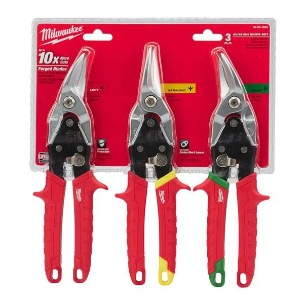 قیچی ورق بر میلواکی مدل Aviation Metal Snips Set مجموعه 3 عددی