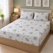 ملحفه نخی مدل کشدوز گلریز دو نفره سایز 180x200 سانتی متر