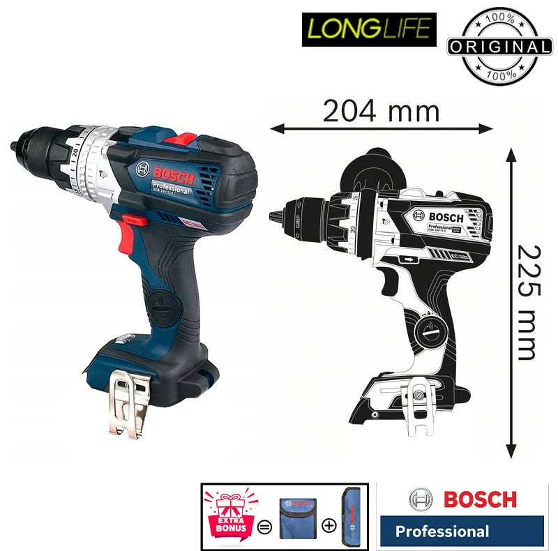 دریل پیچ گوشتی شارژی چکشی 18 ولت بوش مدل ( GSB 18V-110 C Brushless ( Without battery and charger