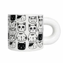 ماگ مدل سرامیکی دسته دوناتی cat soosoo09 طرح گربه