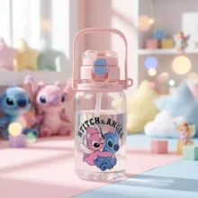 قمقمه کودک مدل دوحالته نی دار و آسان نوش طرح استیچ و آنجل Stitch & Angel گنجایش 0.5 لیتر
