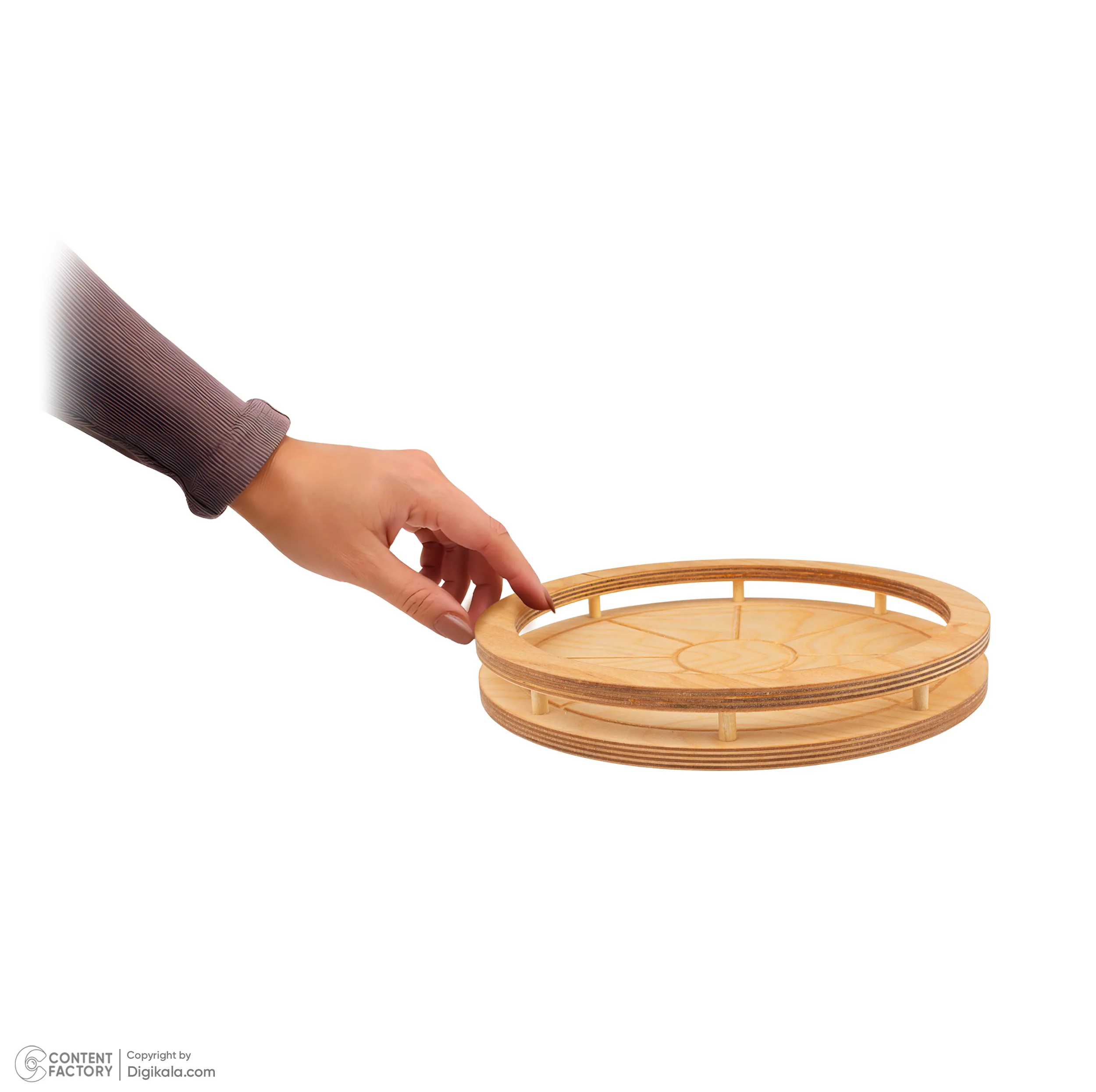 سینی بدون دسته مدل پایه دار دایره طرح آفتاب سایز 36×36 سانتیمتر