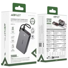 پاوربانک 22.5 وات ایس فست مدل M29 ظرفیت 20000 میلی‌آمپرساعت به همراه کابل USB-C