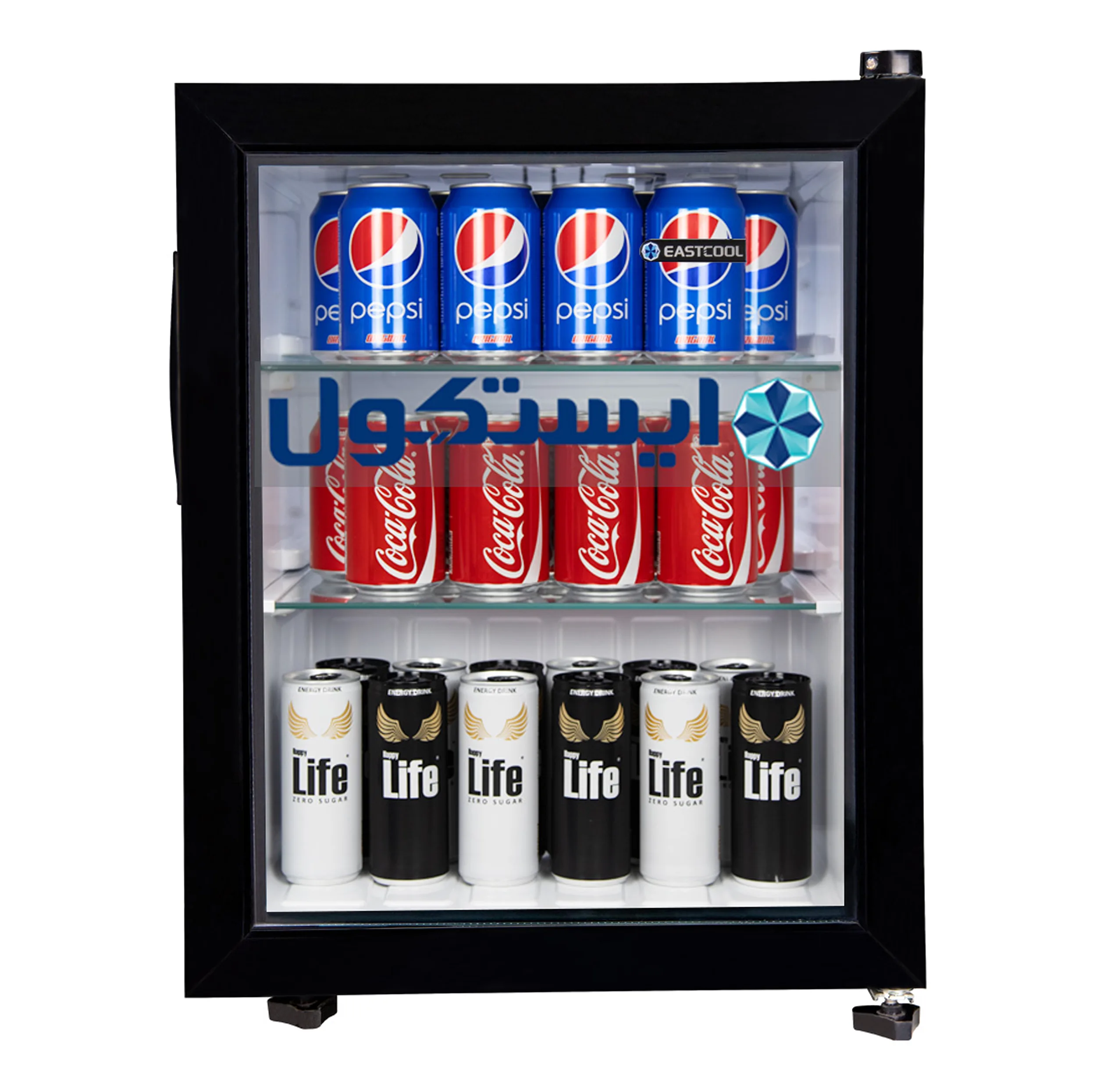 یخچال 3 فوت ایستکول مدل TM-4164-HS، با ارتفاع 59، پهنای 44.5 و عمق 53 سانتی‌متر، میزان مصرف انرژی B، دارای 3 طبقه