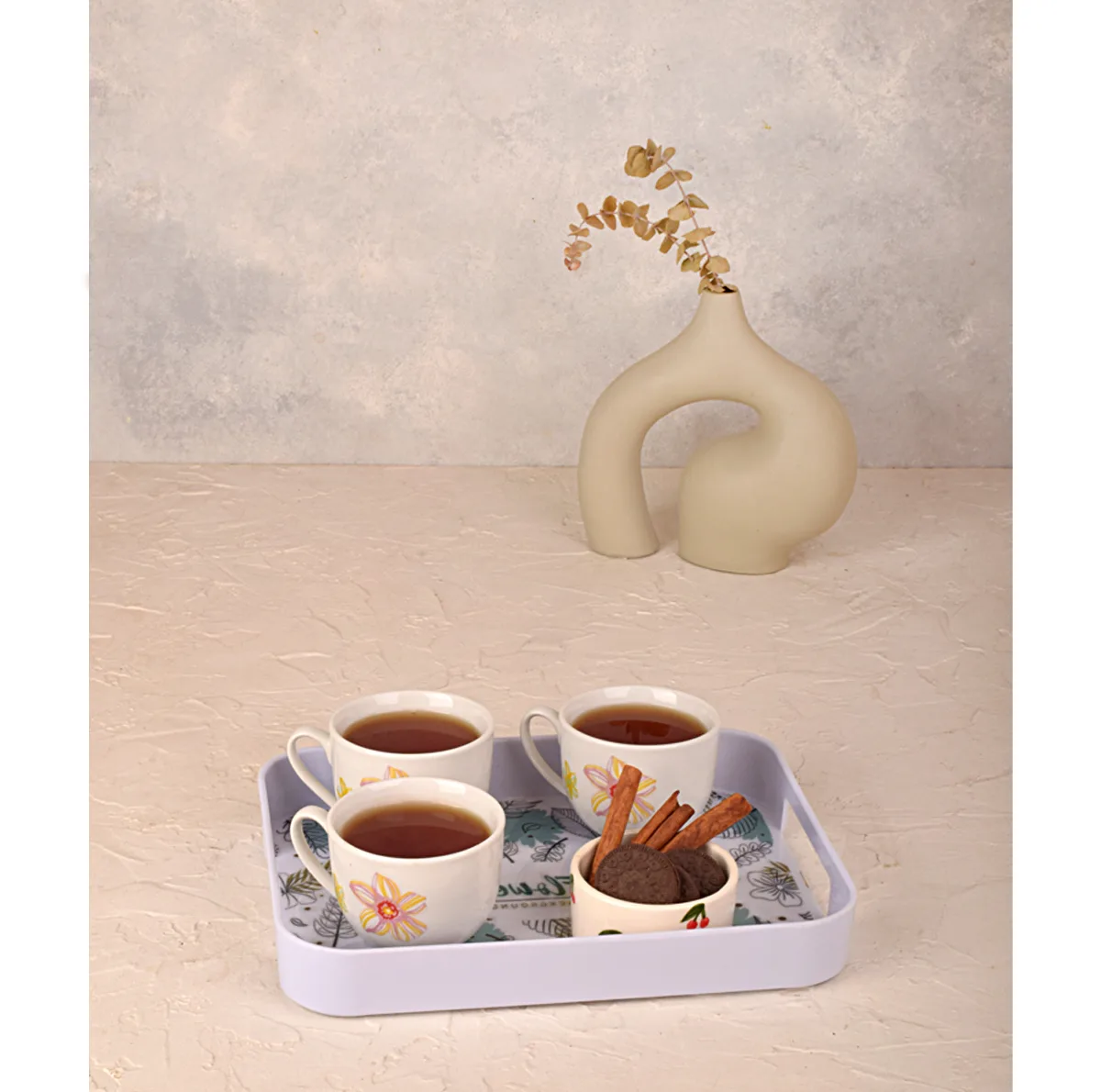 سینی دسته دار مهروز مدل 911 flower سایز 23×29 سانتی متر