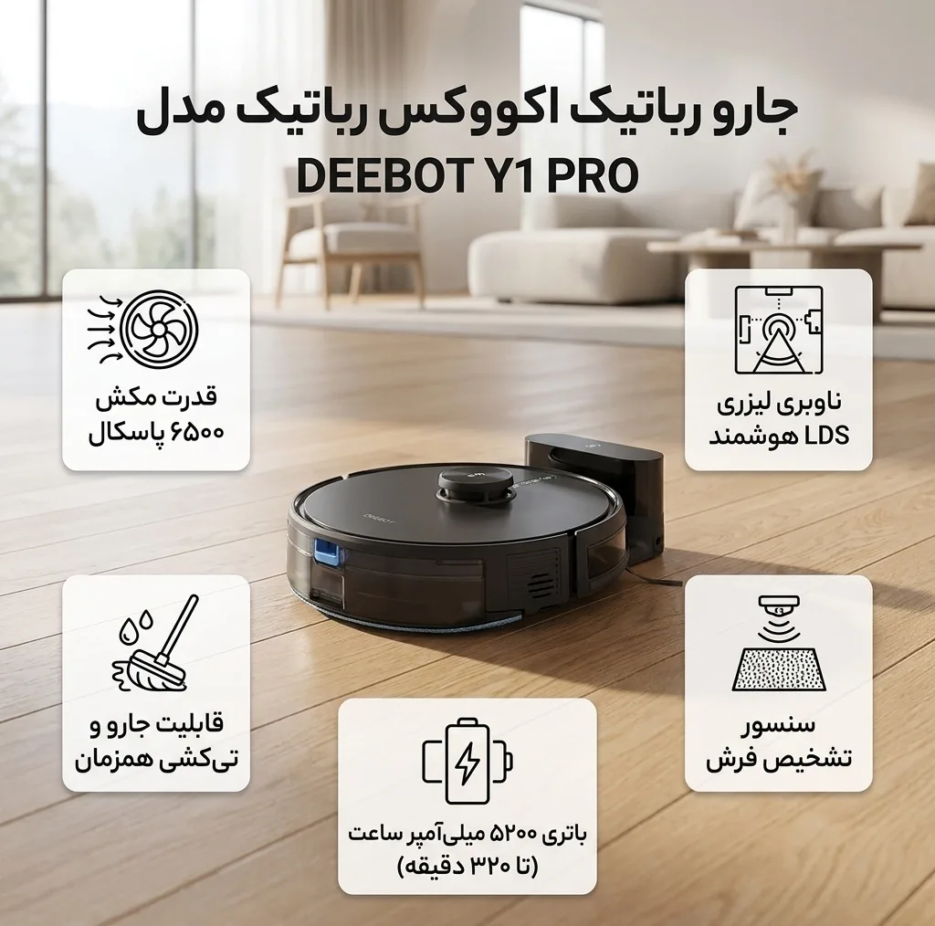 جارو رباتیک اکووکس رباتیک مدل DEEBOT Y1 PRO