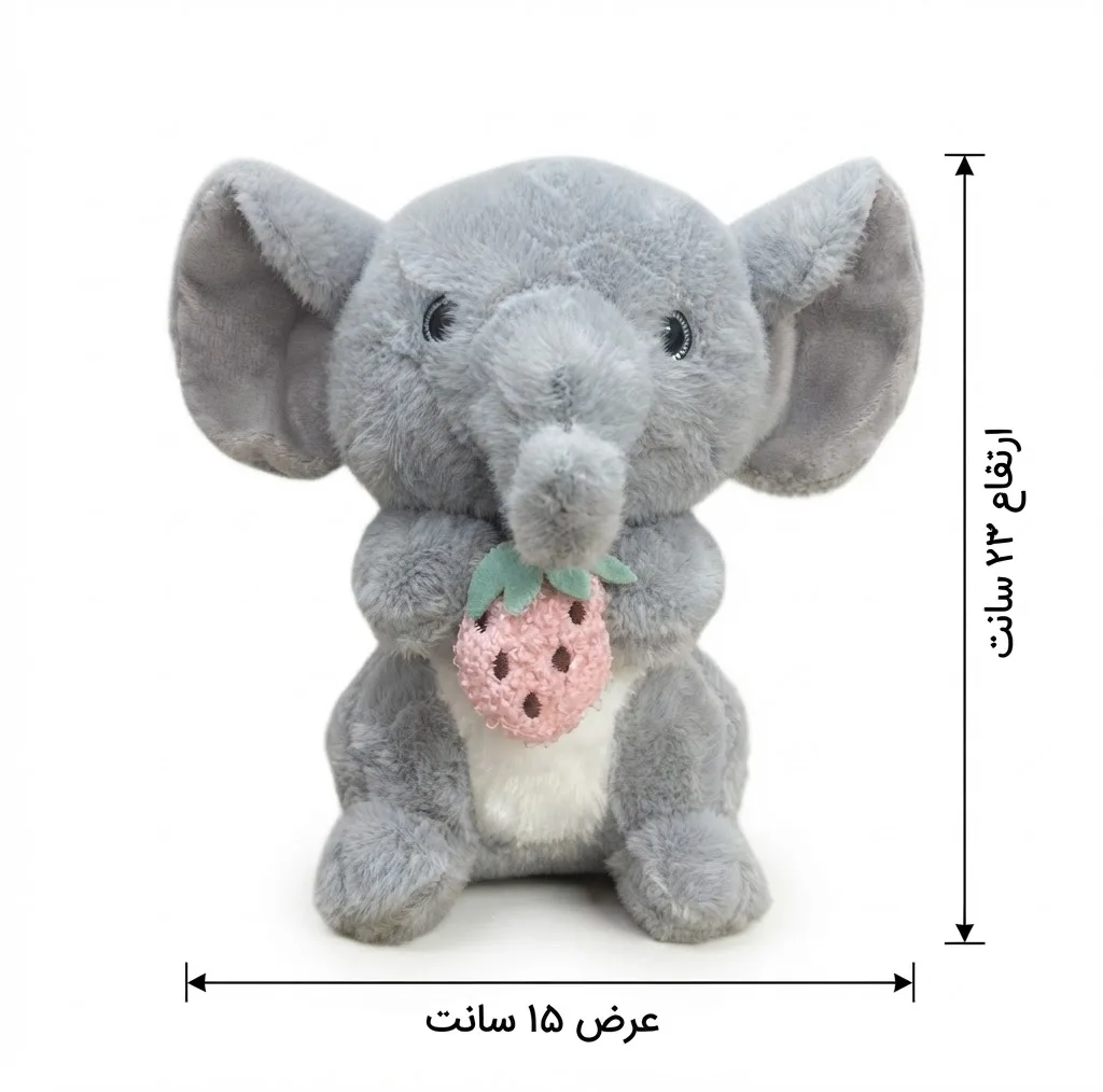عروسک مدل فیل توت فرنگی به دست ارتفاع ۲۳ سانتی متر