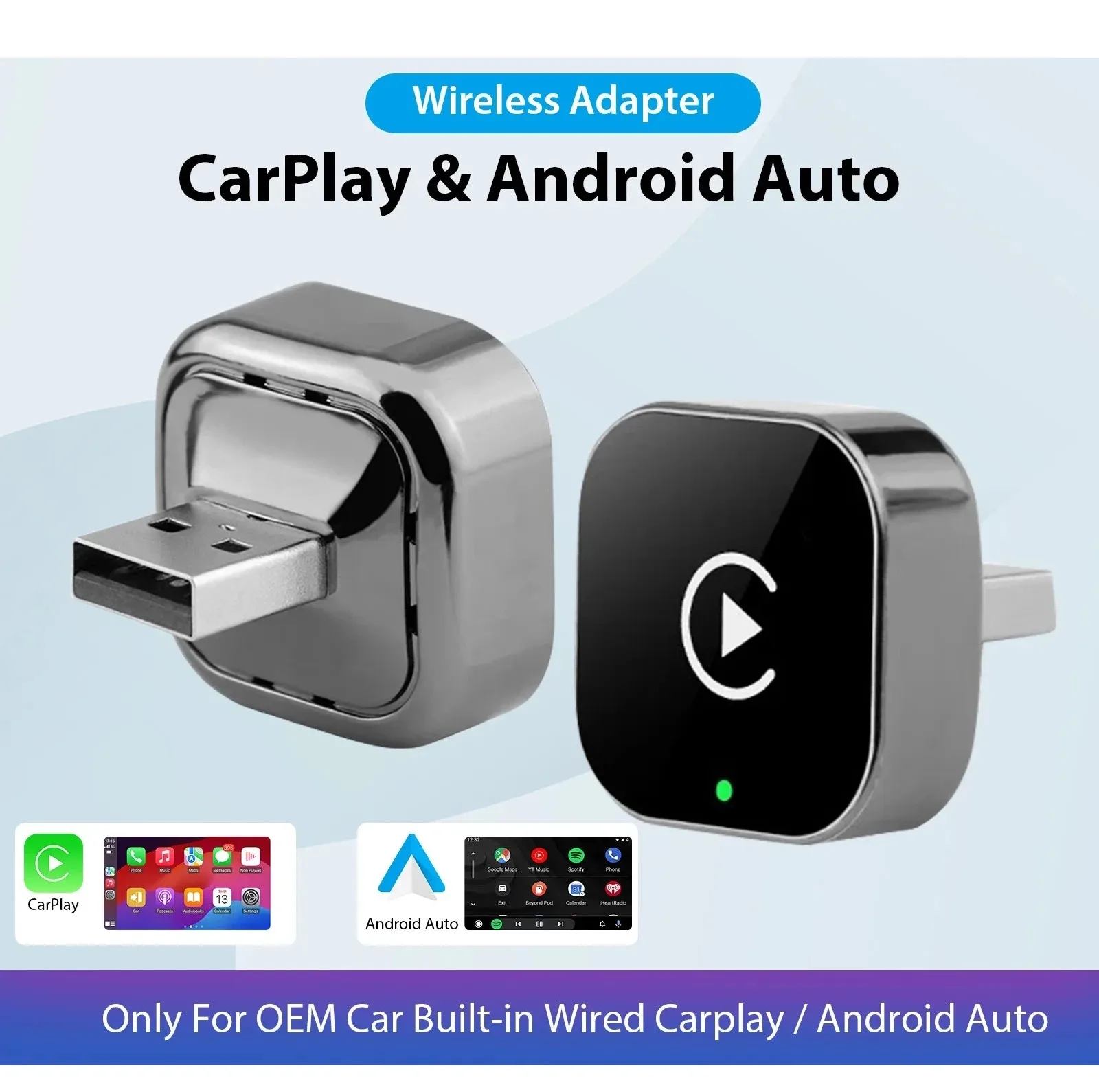 کارپلی و اندروید اتو مدل CP/AA-Wifi Box به همراه مبدل USB به USB-C و مبدل USB