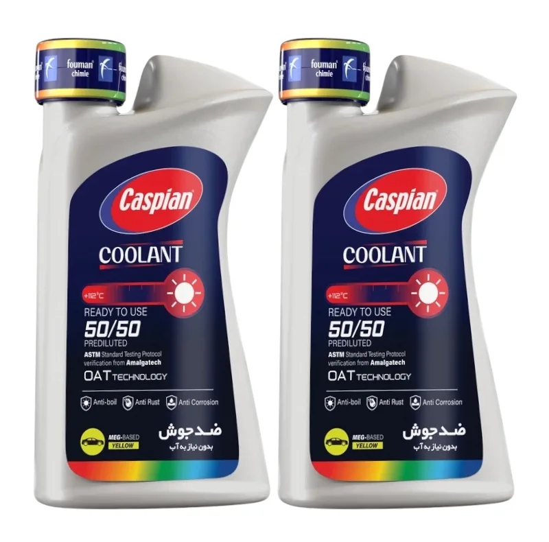 ضدیخ و ضدجوش آماده مصرف 50 به 50 کاسپین مدل COOLANT حجم 930 میلی لیتر بسته 2 عددی