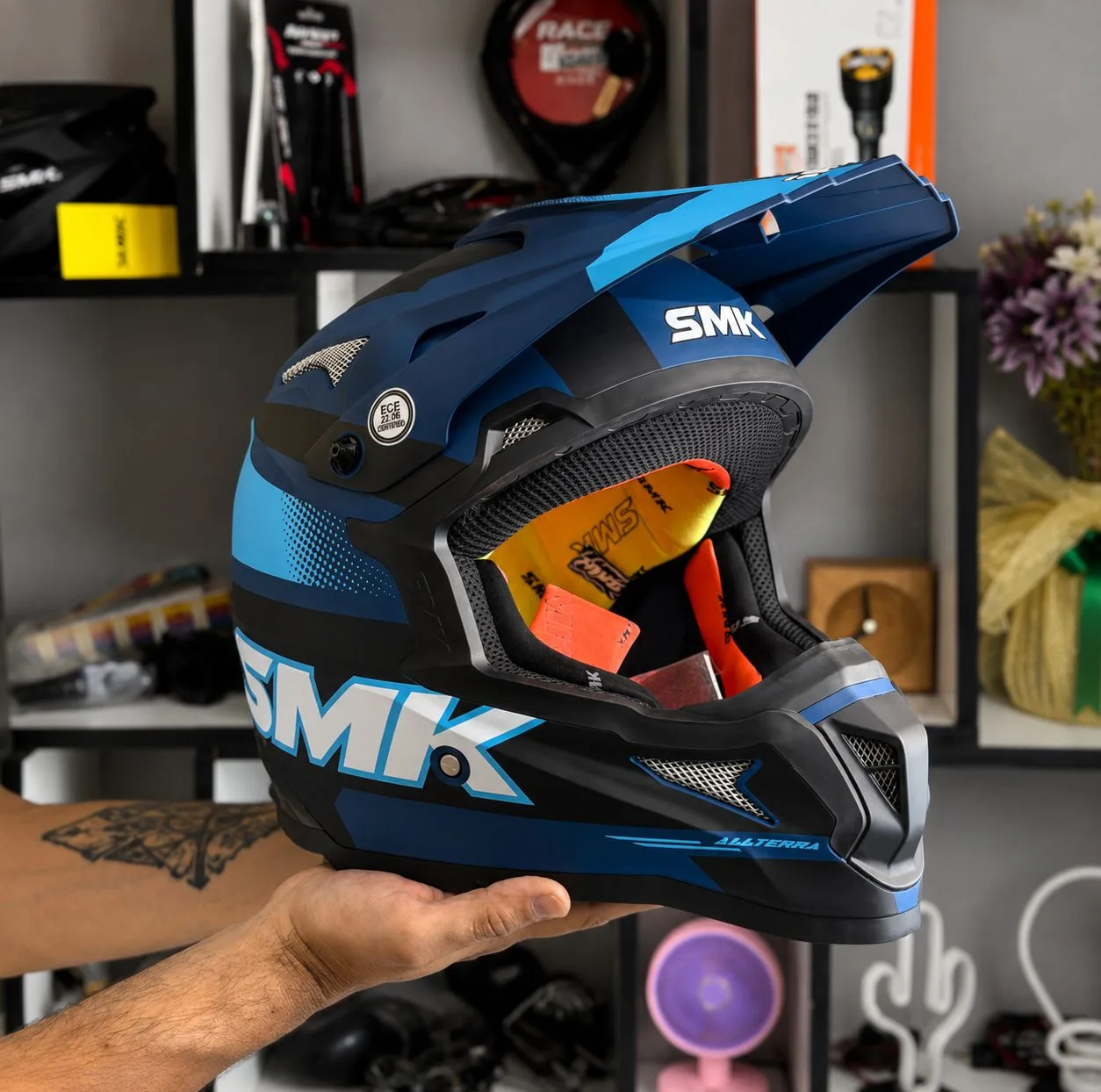 کلاه کاسکت اس ام کی مدل ALLTERRA-S01 Blue Fang کد 2319