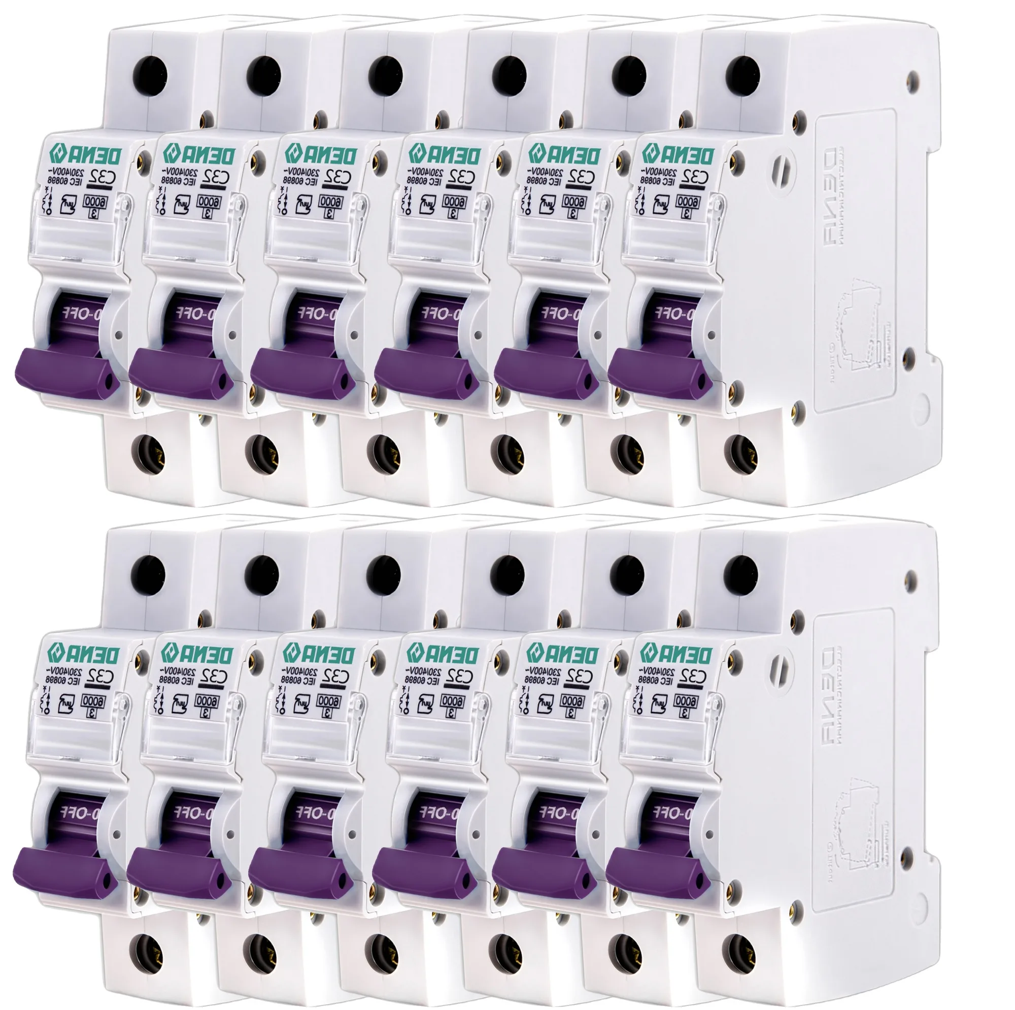 فیوز مینیاتوری تک فاز 32 آمپر دنا الکتریک ایرانیان مدل C32-6KA-12Pcs بسته 12 عددی