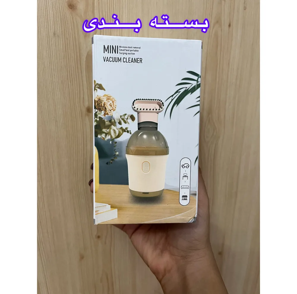 جارو شارژی دستی مدل M33 با باتری 500 میلی‌آمپر ساعت، شارژ از طریق پورت USB، توان موتور 3.5 وات، سری قابل تعویض و ظرفیت مناسب برای تمیز کردن سطوح کوچک و خودرو