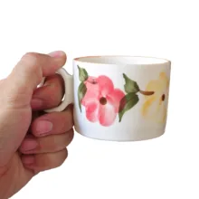 لیوان چینی مدل تخت گل دار بسته ۶ عددی