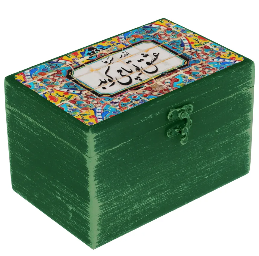 جعبه هدیه دست‌ساز مدل سنتی طرح کاشی کد WB077