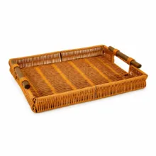 سینی دسته دار جایا مدل بافت و چوب سایز 40*20 سانتی متر